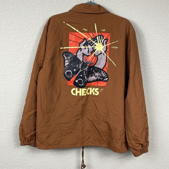 NWT Checks Butterfly Logo Graphic Nylon Jacket in Toasted Coconut Sz S - Picture 7 of 15
